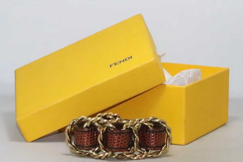 Vintage Fendi Red Crocodile Leather Bracelet - image 2