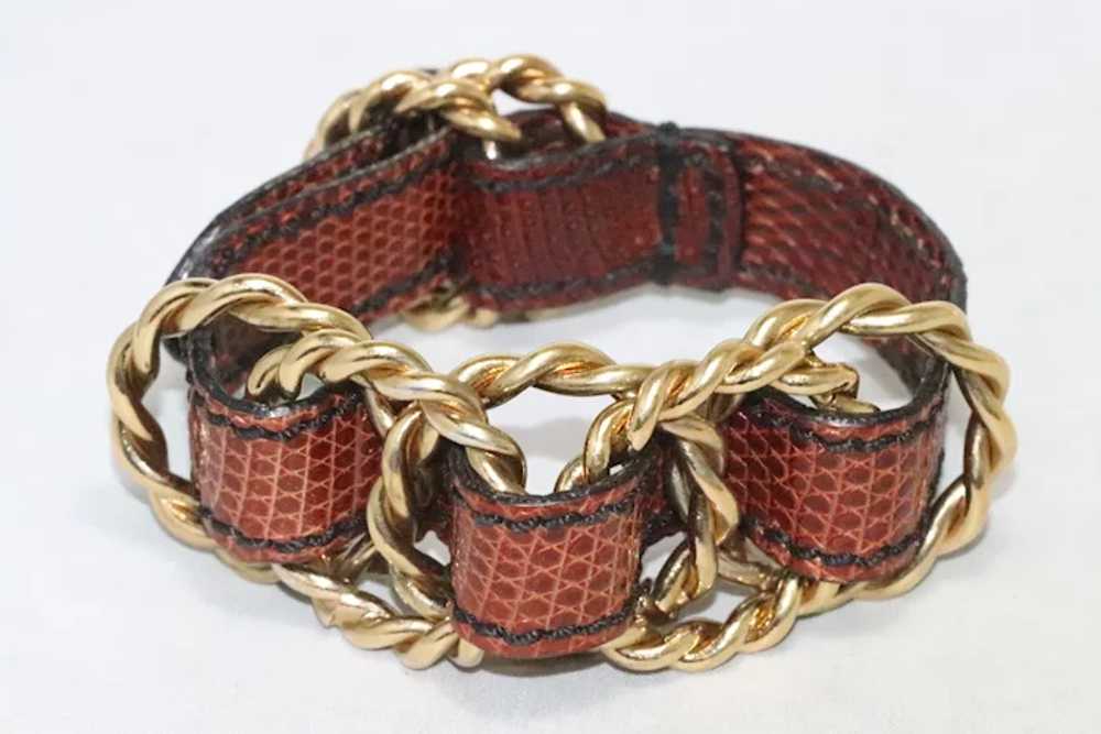 Vintage Fendi Red Crocodile Leather Bracelet - image 3