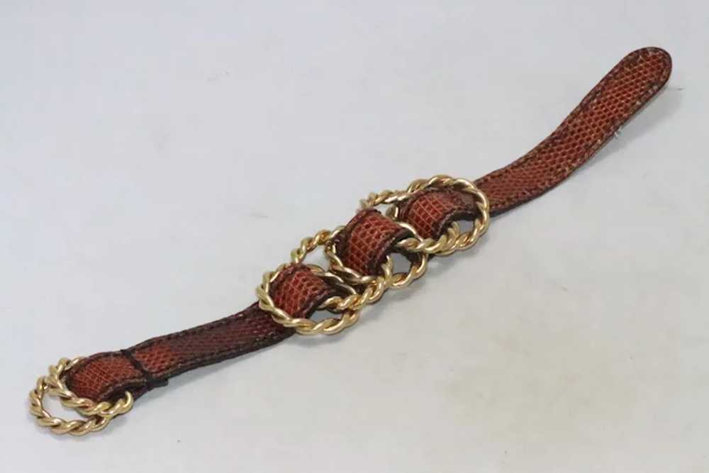 Vintage Fendi Red Crocodile Leather Bracelet - image 4