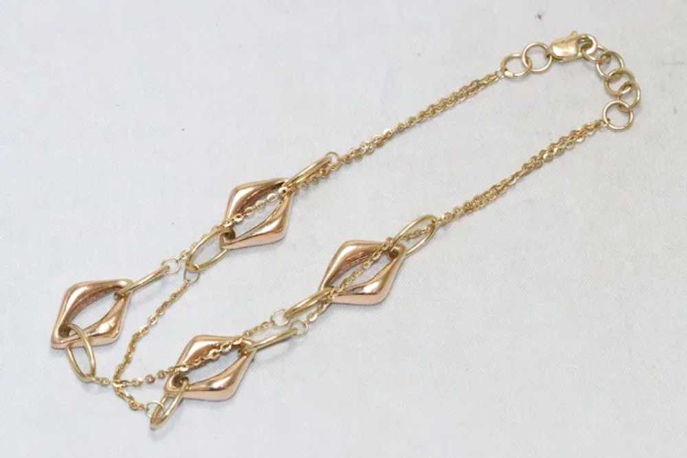 Vintage 18K Gold Double Strand Shell Bracelet - image 2