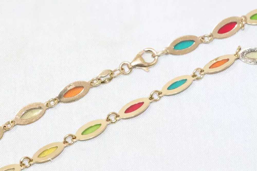 Vintage 14K Yellow Gold Rainbow Pane Ankle Bracel… - image 2