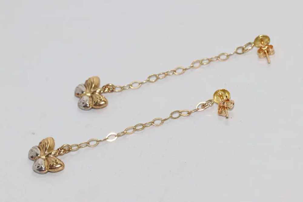 14KT Two Tone Gold Butterfly Earrings - image 4