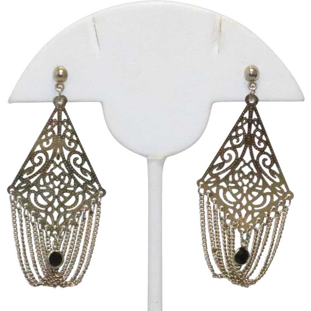 Vintage Costume Garnet Earrings - image 1