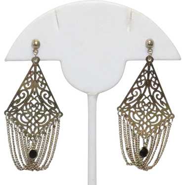 Vintage Costume Garnet Earrings - image 1