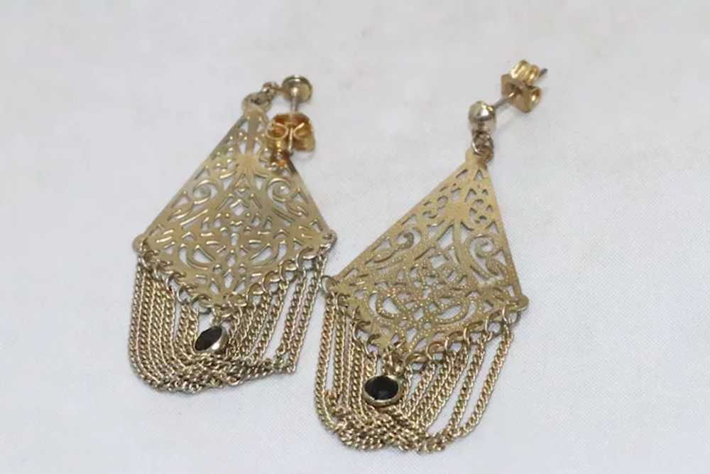 Vintage Costume Garnet Earrings - image 2