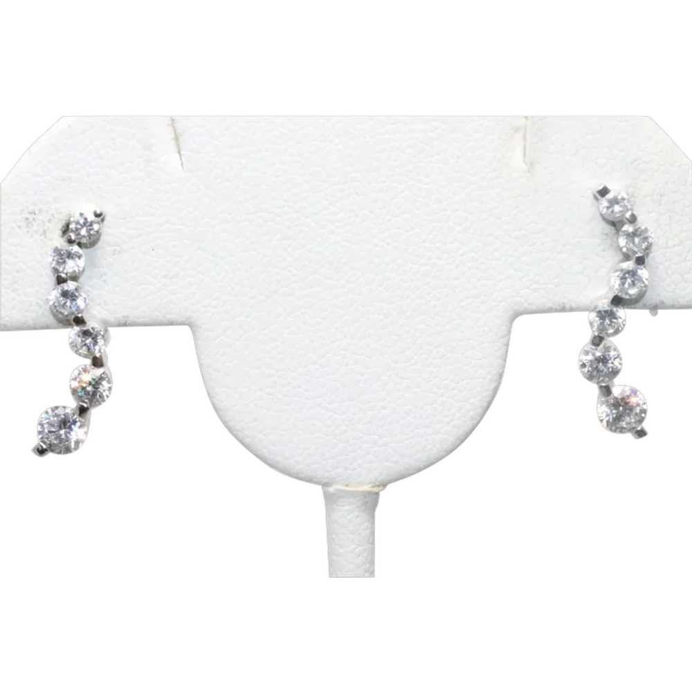 Sterling Silver Tapered Cubic Zirconia Curved Ear… - image 1