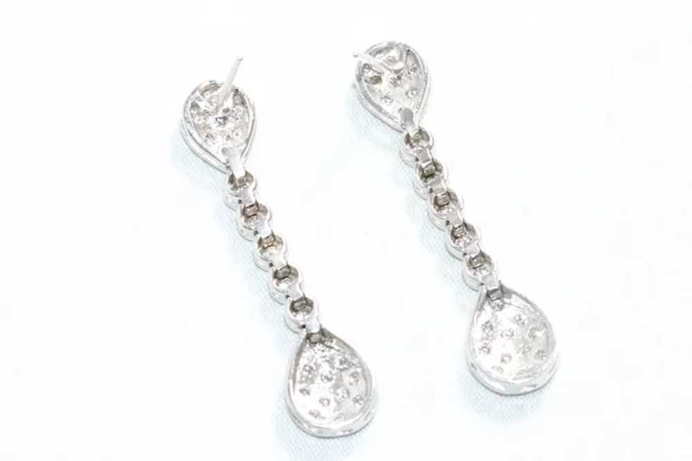 Vintage 14K White Gold 1.18 CT Diamond Dangling T… - image 2