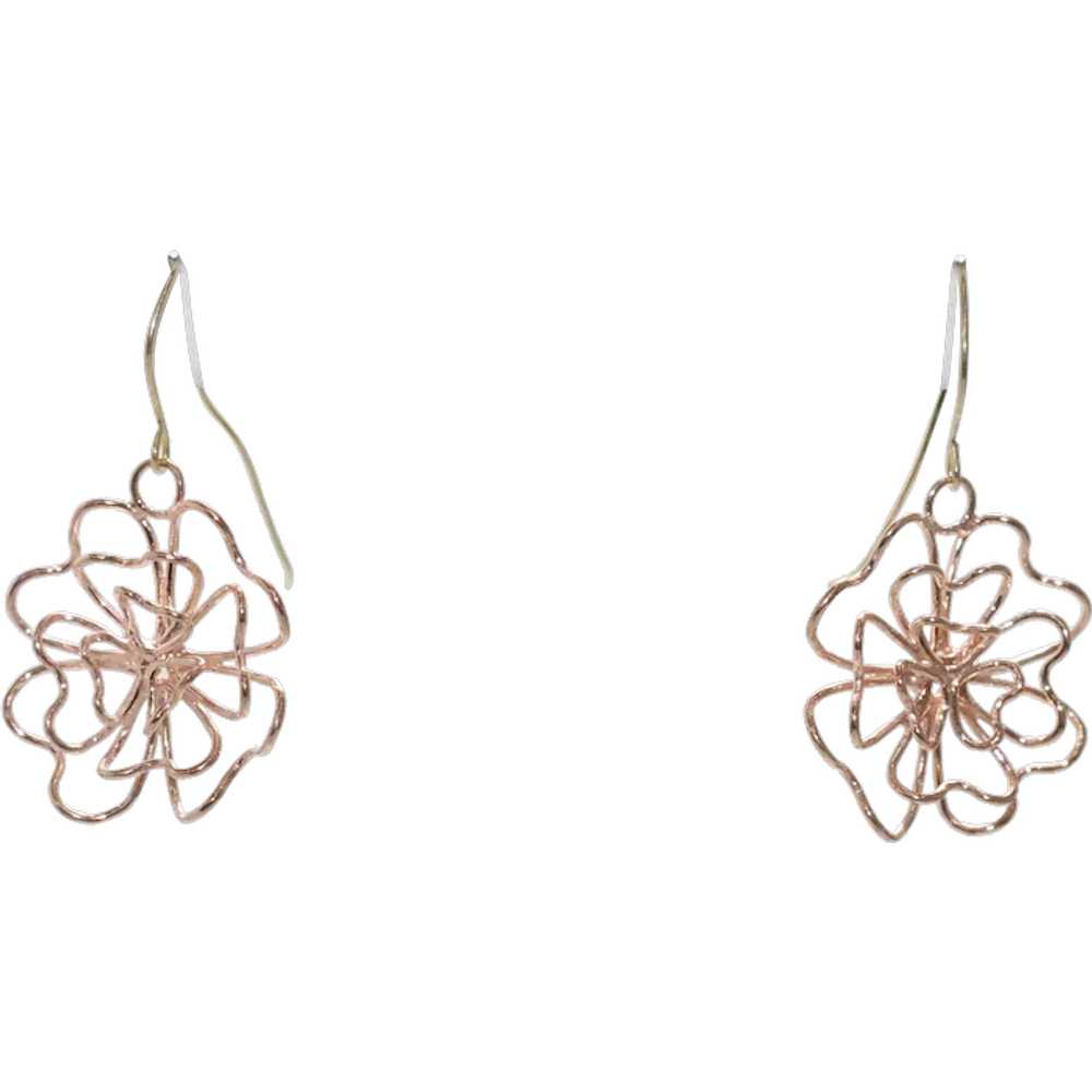 14KT Rose Gold Flower Earrings - image 1