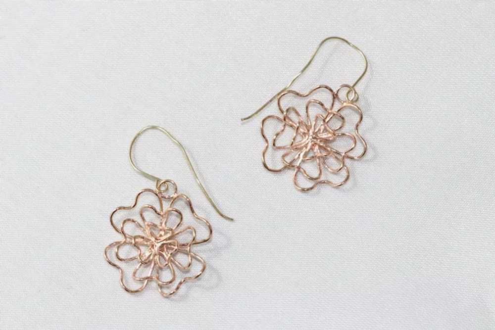 14KT Rose Gold Flower Earrings - image 2