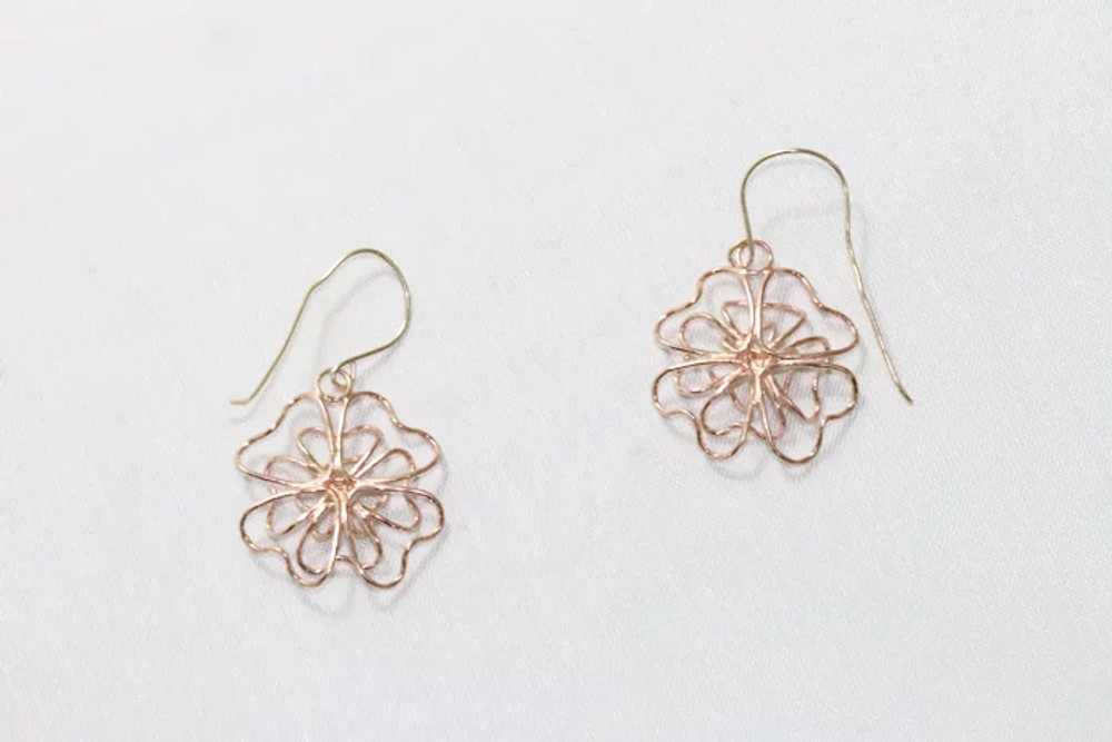 14KT Rose Gold Flower Earrings - image 3