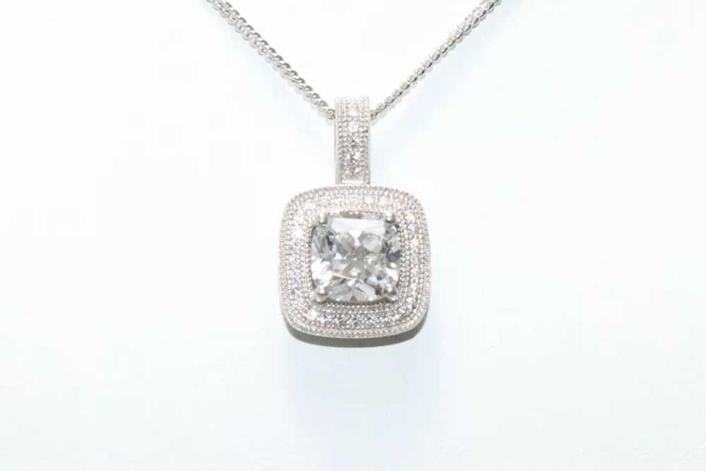 Sterling Silver Princess Cut Cubic Zirconia Neckl… - image 2