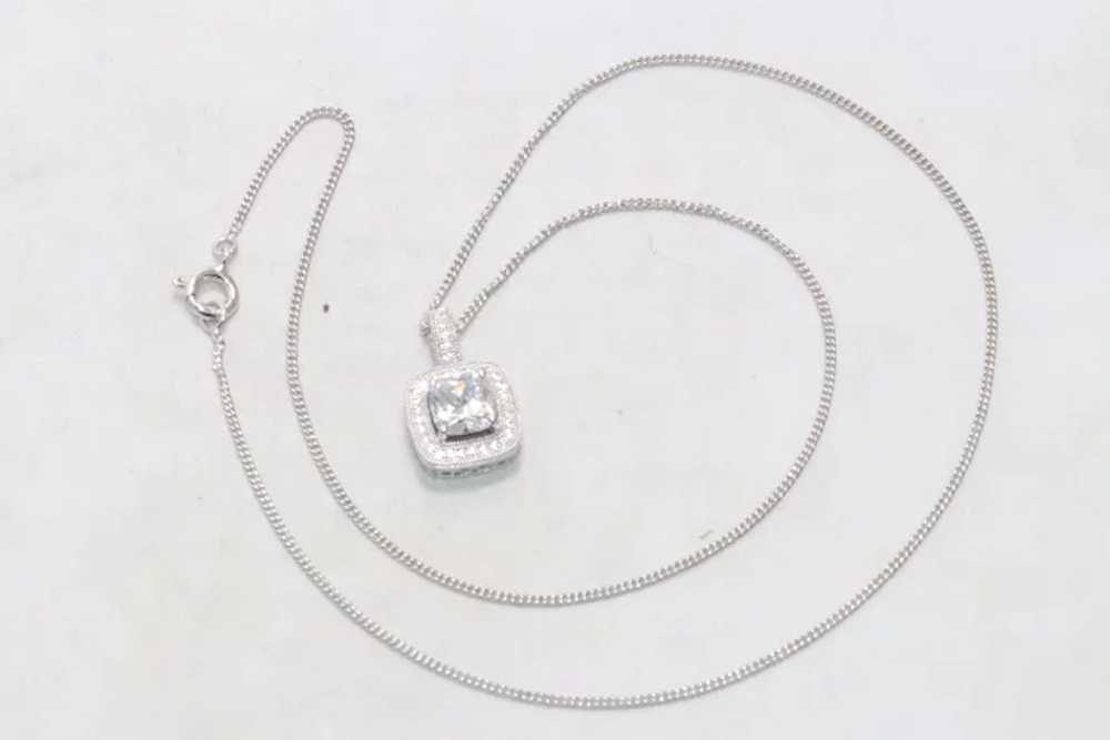 Sterling Silver Princess Cut Cubic Zirconia Neckl… - image 4