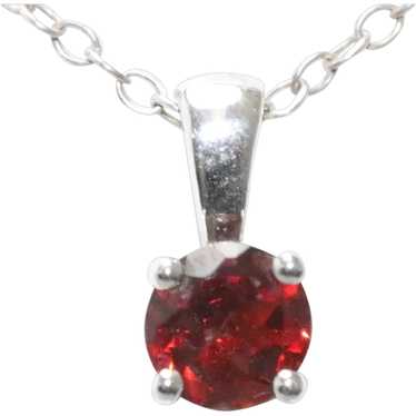 Sterling Silver Prong Set Garnet Necklace