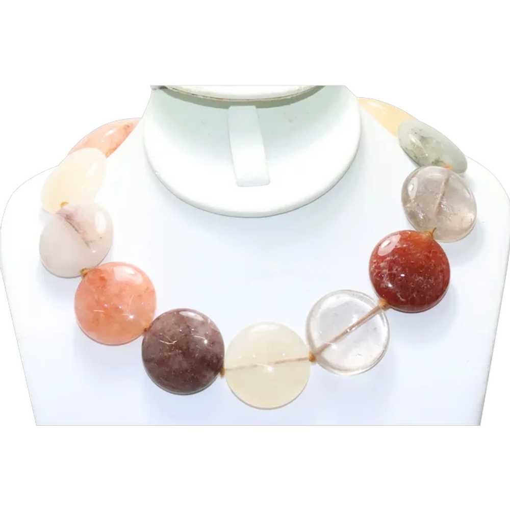 Sterling Silver Multi Colored Quartz Beaded Neckl… - image 1