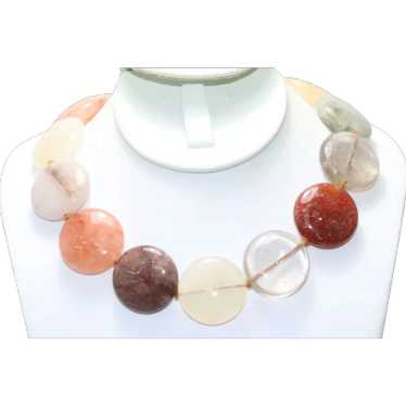 Sterling Silver Multi Colored Quartz Beaded Neckl… - image 1