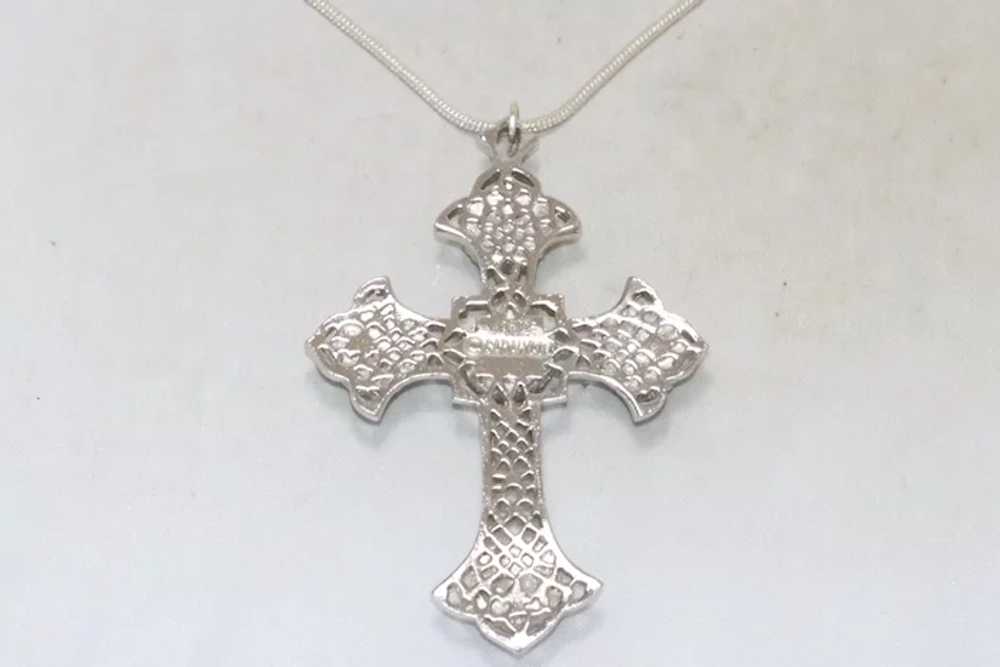 Vintage Sarah Coventry Pearl Cross Pendant Neckla… - image 4