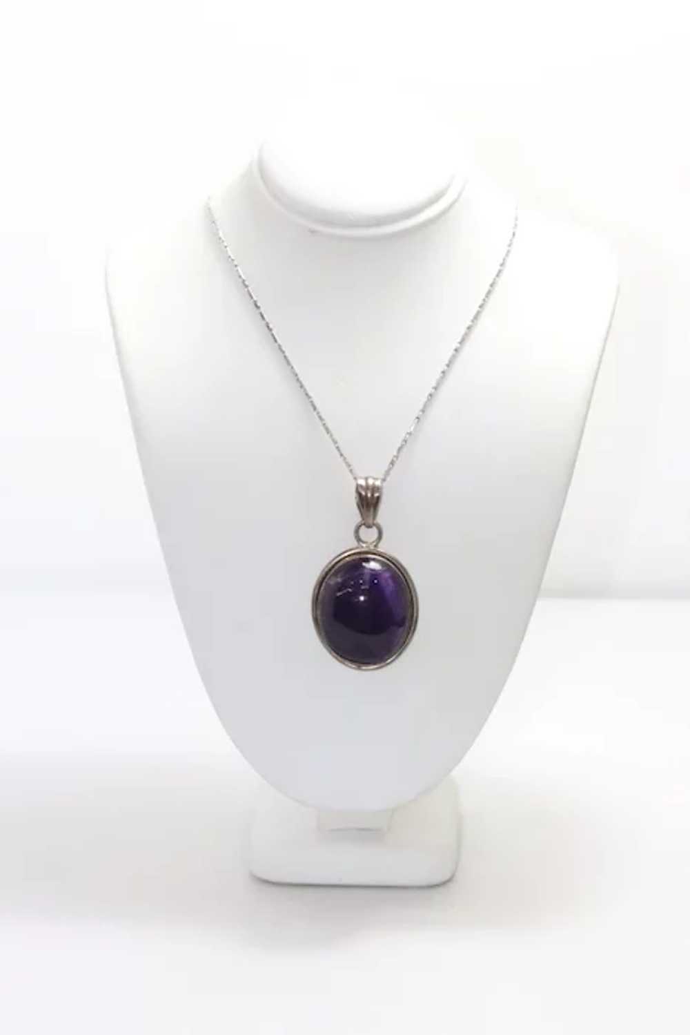 Vintage Sterling Silver Amethyst Cabochon - image 2