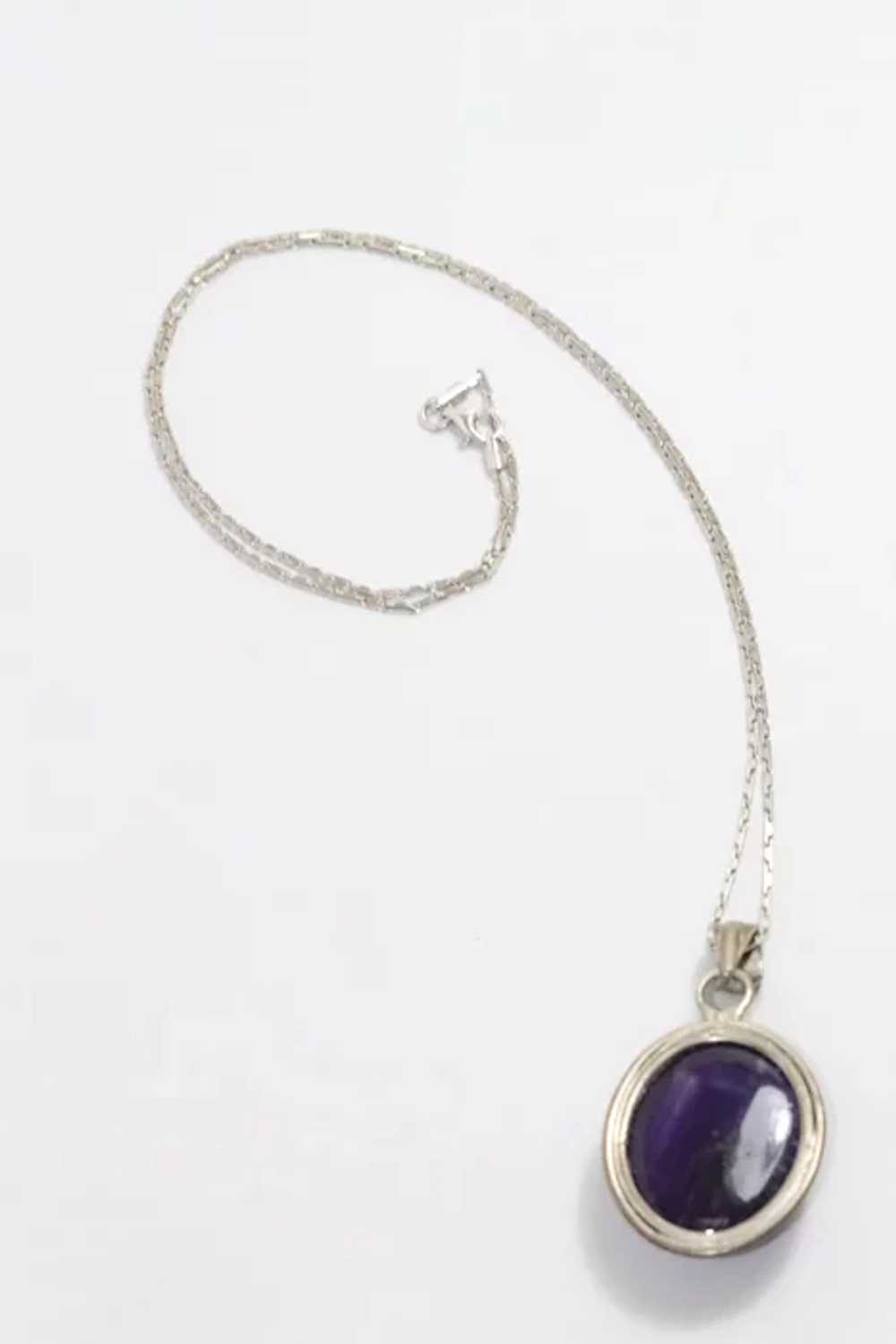 Vintage Sterling Silver Amethyst Cabochon - image 4