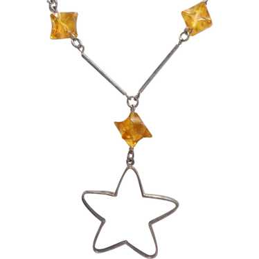 Sterling Silver Amber Star Necklace