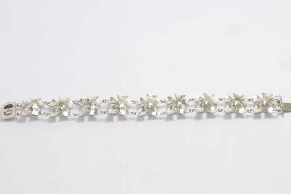 Vintage Sterling Silver Floral Pearl Bracelet - image 4
