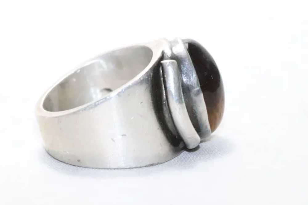 Vintage Sterling Silver Bezel Set Tiger Eye Ring - image 2