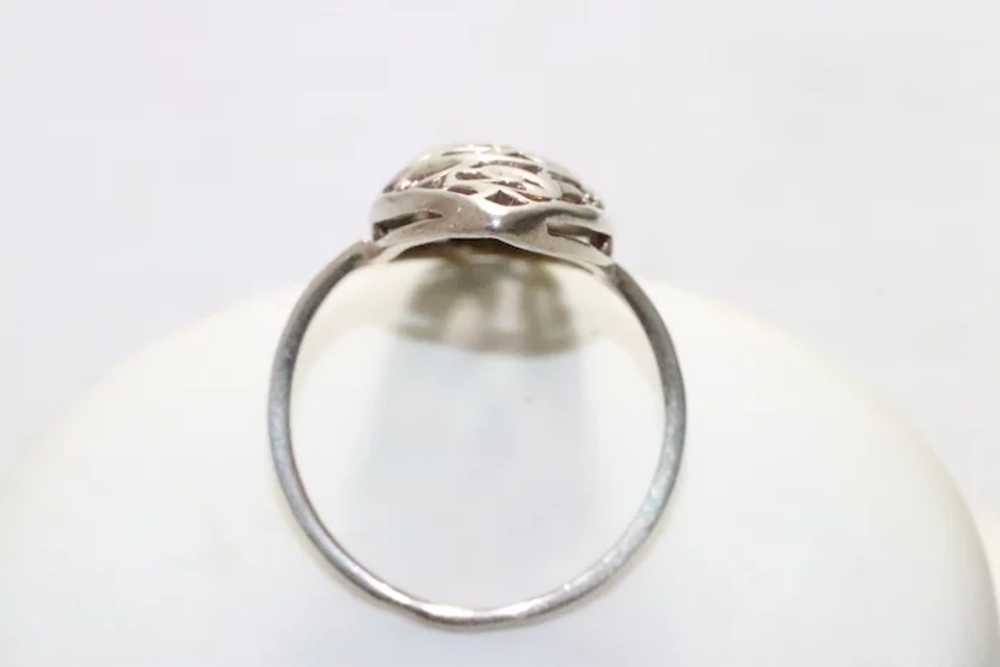 Vintage Sterling Silver Filigree Marquise Ring - image 3