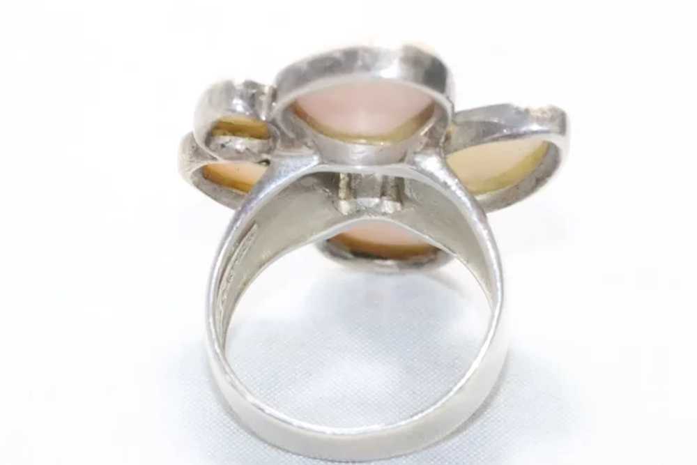 Sterling Silver Pink White Mother of Pearl Ring - image 3