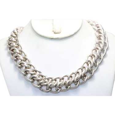 Vintage Sterling Silver Double Stranded Chain Neck