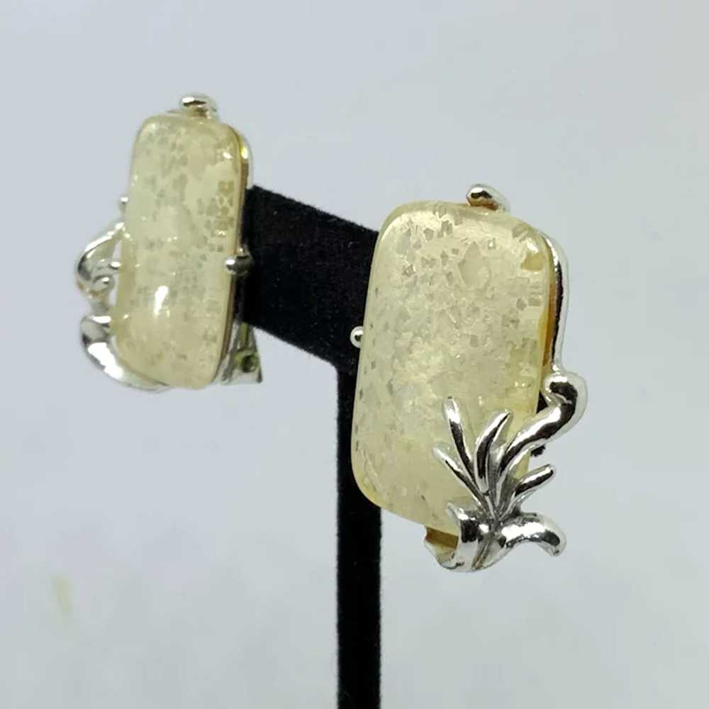 Lucite Confetti Glitter Clip earrings silver-tone - image 4