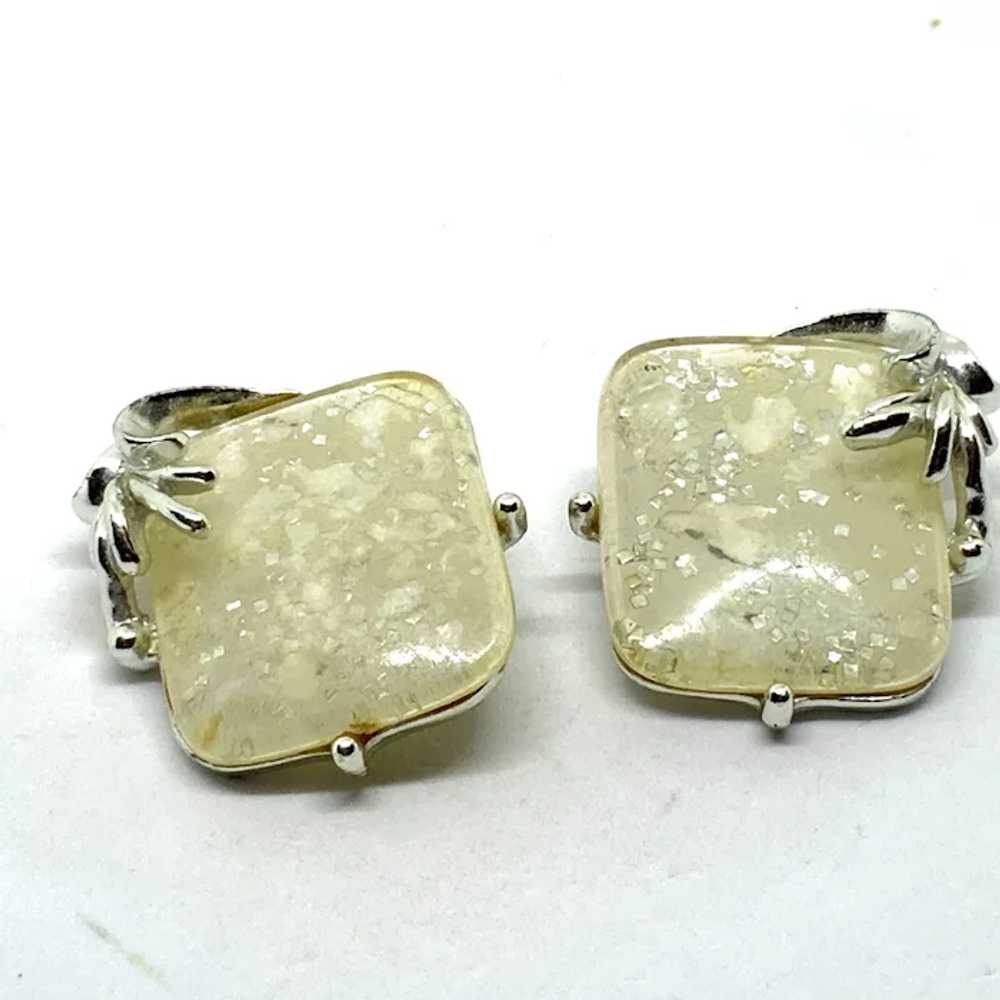 Lucite Confetti Glitter Clip earrings silver-tone - image 7