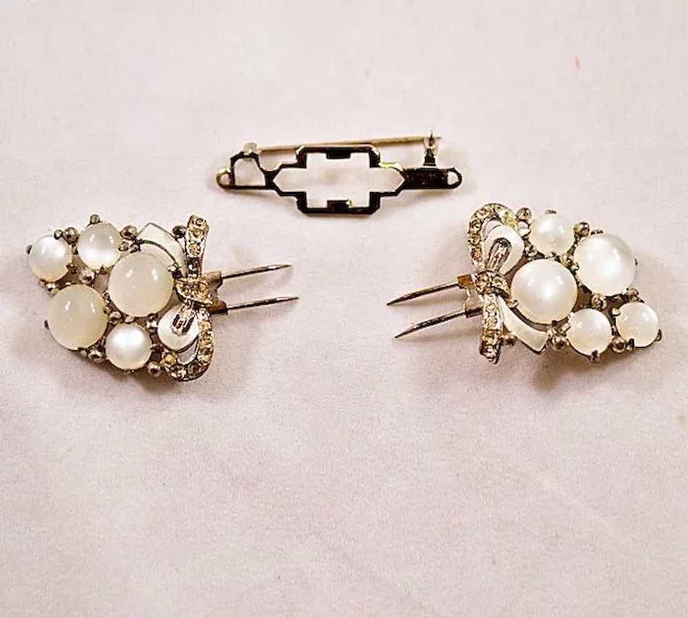 ca 1931 Coro Duette Moonglow Lucite &amp; Rhinest… - image 4