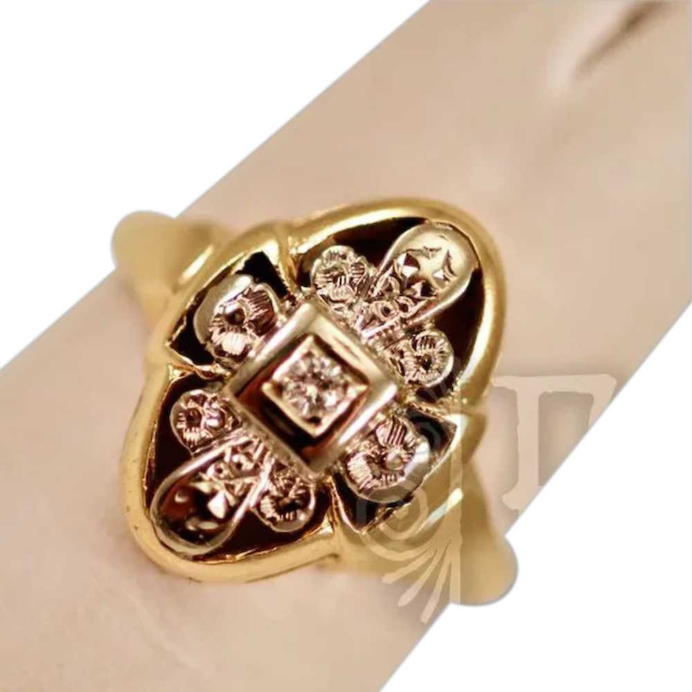 Elegant Vintage 14k Gold  and Diamond Ring - image 1