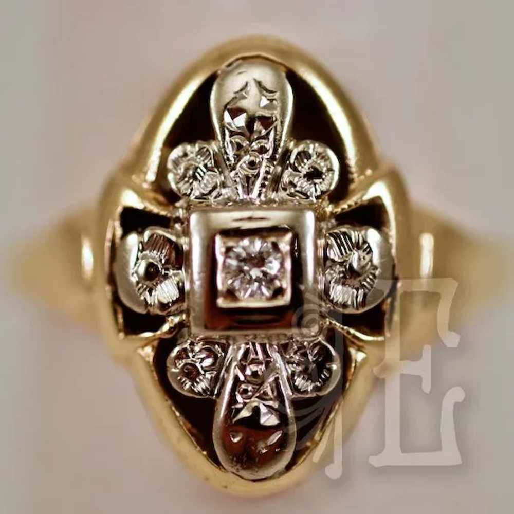 Elegant Vintage 14k Gold  and Diamond Ring - image 2