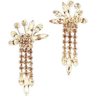 Vendome Dripping Rhinestone Earrings,  ca 1940s - image 1