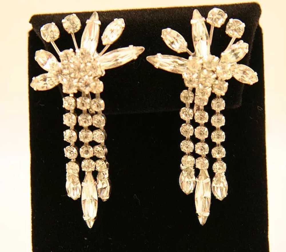 Vendome Dripping Rhinestone Earrings,  ca 1940s - image 2