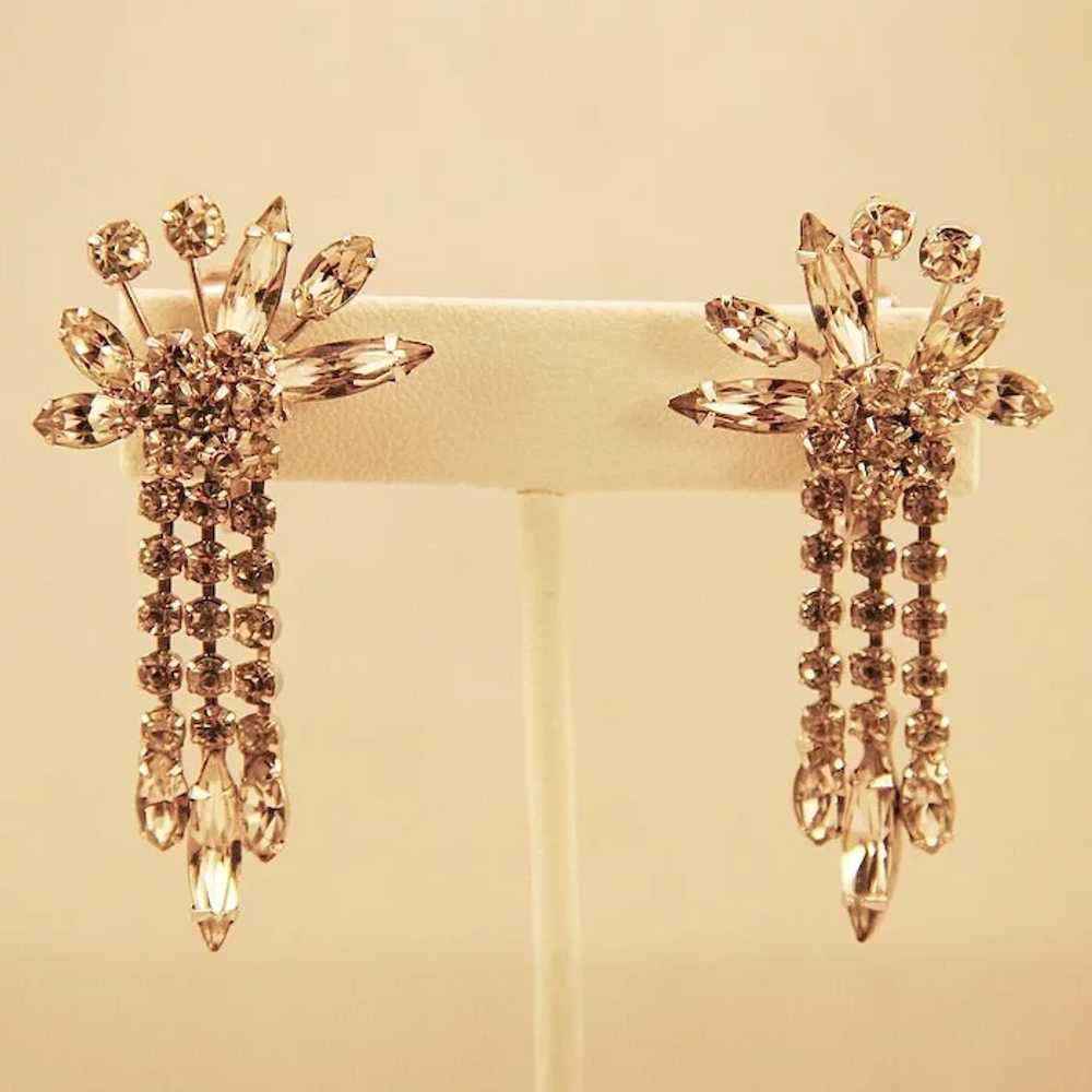 Vendome Dripping Rhinestone Earrings,  ca 1940s - image 3