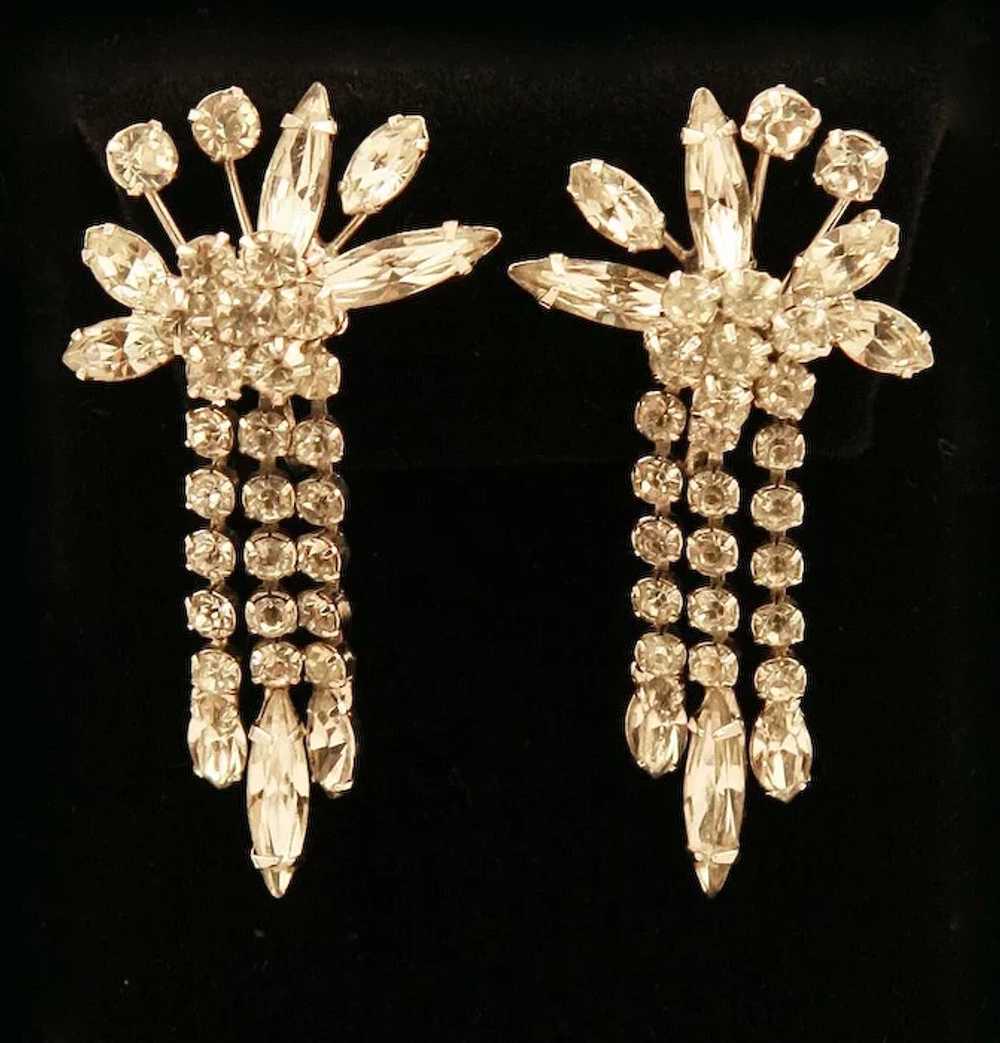 Vendome Dripping Rhinestone Earrings,  ca 1940s - image 5