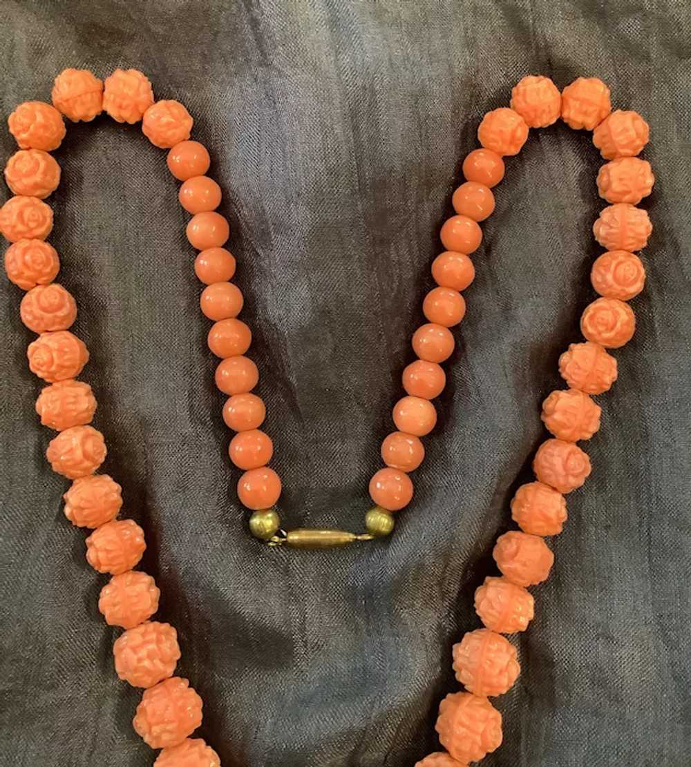 Gorgeous Celluloid & Coral Dangle Necklace - image 7