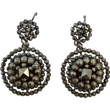 Antique Victorian Cut Steel Dangle Earrings - image 1