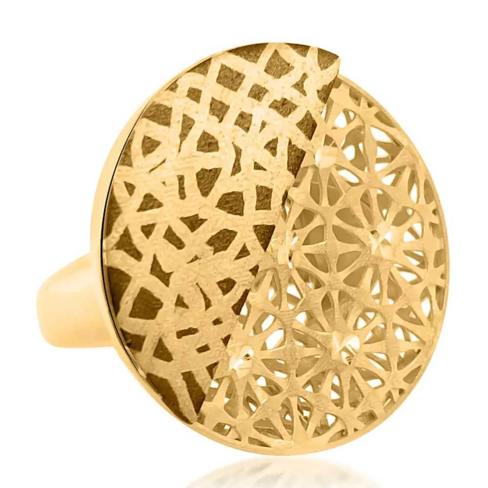 18K Gold Lattice Pattern Ring - image 2