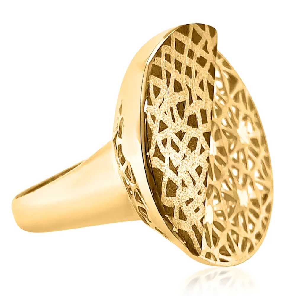 18K Gold Lattice Pattern Ring - image 3