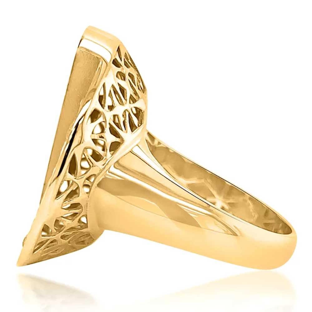 18K Gold Lattice Pattern Ring - image 5