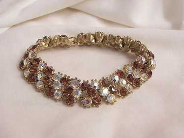 Sparkling stunning Trifari Bracelet 3 row Topaz c… - image 1