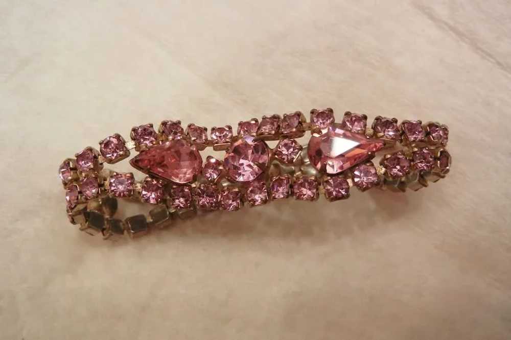 Gorgeous Glitzy Vintage Pink Rhinestone Bracelet - image 1