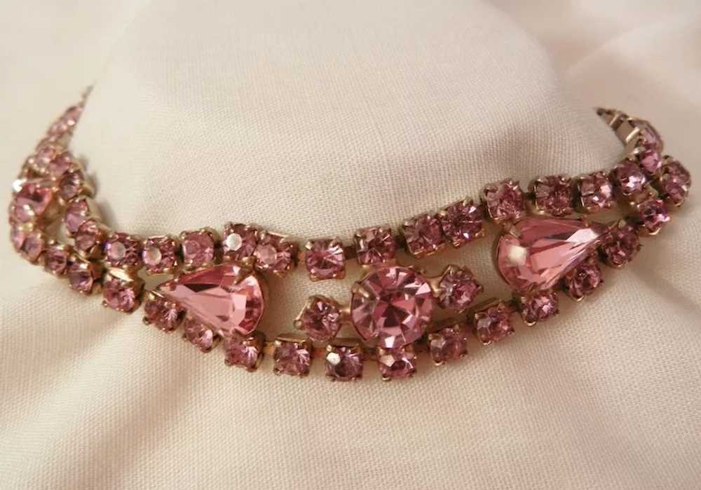 Gorgeous Glitzy Vintage Pink Rhinestone Bracelet - image 2