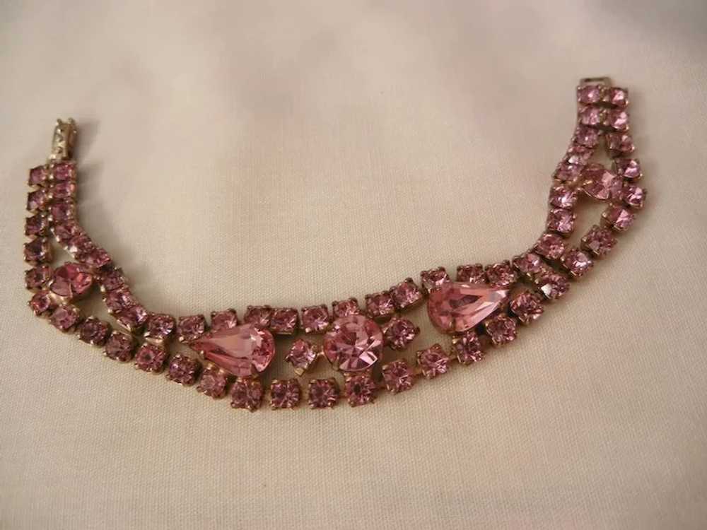 Gorgeous Glitzy Vintage Pink Rhinestone Bracelet - image 3