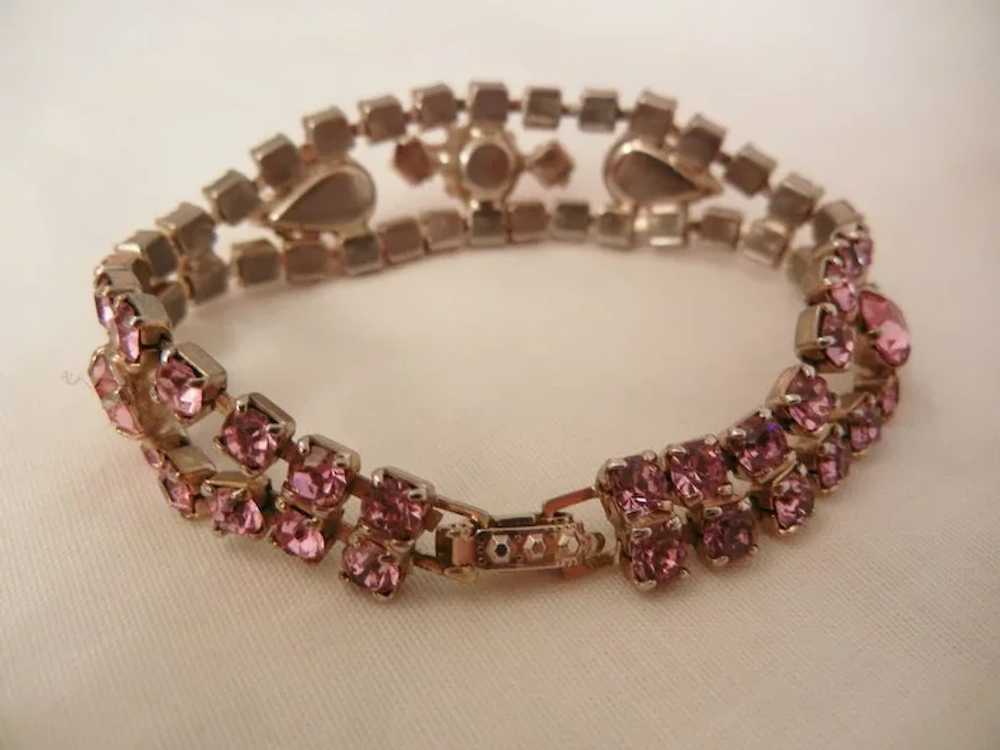 Gorgeous Glitzy Vintage Pink Rhinestone Bracelet - image 5