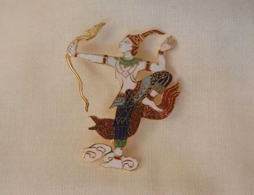 Fantastic vintage cloisonne Asian snake Charmer B… - image 2