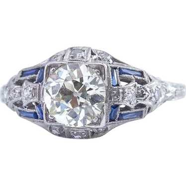 Original 1.35ct center Art-Deco Diamond Ring, set… - image 1