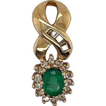 14k Yellow Gold .50ct Emerald and .45ctw Diamond R